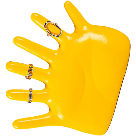 Soporte impermeable para anillos hecho de resina amarilla, soporte para joyas de mano, expositor para pulseras y brazaletes.