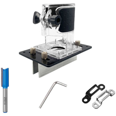 Soporte invisible 2 en 1 para ranurado de fresadoras de madera, base de 65 mm con guía de fresado y fresa integrada para muebles, armarios y zapateros.