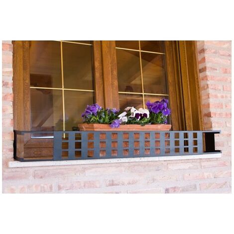 SOPORTE BALCONCILLO DESMONTABLE CUADROS NEGRO FORJA EXTENSIBLE 60-100 CM PROTECTOR ANTICAIDA DE JARDINERAS Y MACETAS PARA ALFEIZAR DE VENTANA
