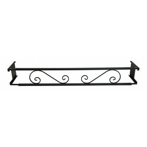 SOPORTE BALCONCILLO DESMONTABLE VOLUTAS NEGRO FORJA EXTENSIBLE 60-100 CM PROTECTOR ANTICAIDA DE JARDINERAS Y MACETAS PARA ALFEIZAR DE VENTANA