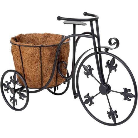 Soporte macetero bicicleta negro, 51x20x33h cm
