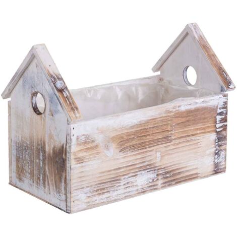 Soporte macetero de Madera rectangular 28x17x21/12h cm