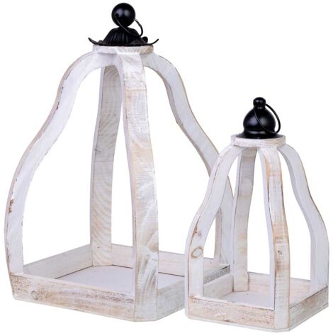 Soporte macetero de madera set de 2 piezas 29x29x49h-18x18x34h cm