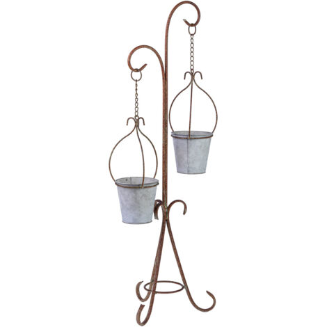 Soporte macetero de metal para 2 macetas cobre 27.94x24.13x92.71h cm
