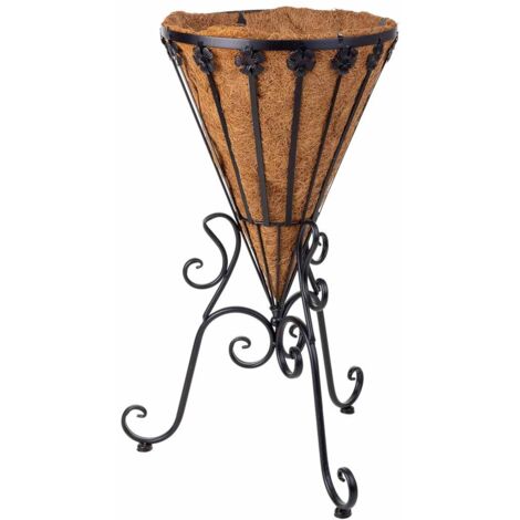 Soporte macetero negro, 42x37x61h cm