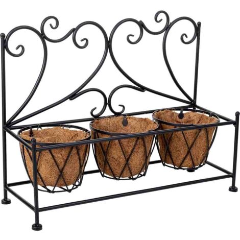 Soporte macetero negro, 52x17x37,50h cm