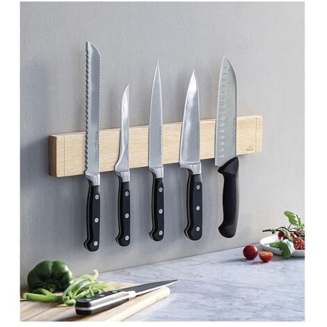 Soporte magnético Cuchillos, fabricado en Madera de Caucho, Longitud de 36 cm