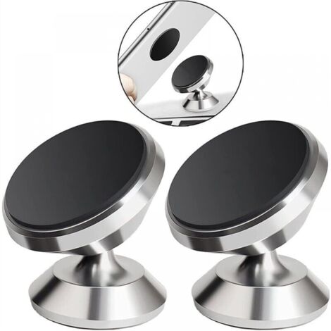 Soporte magnético fijo para teléfono móvil de coche para navegación, tipo ventosa, montaje universal - Plata, 2 unidades