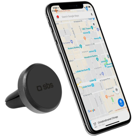 Soporte magnético para coche para smartphones, diámetro 33 mm, para la rejilla de ventilación - negro