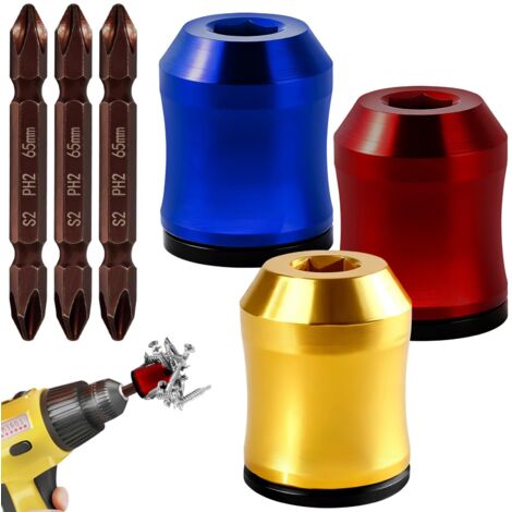 Soporte magnético para puntas de destornillador (3 piezas) con 3 puntas de destornillador PH2, herramienta extraíble para taladros  Soporte universal para puntas de destornillador hexagonales y puntas