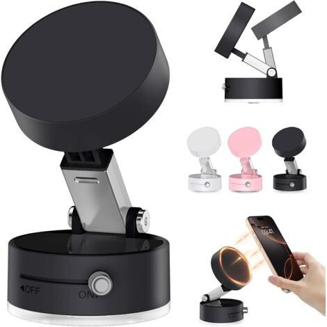 Soporte magnético para teléfono con ventosa al vacío, soporte plegable para coche, compatible con todo tipo de teléfonos, para coche, espejo retrovisor o nevera. Múltiples aplicaciones.