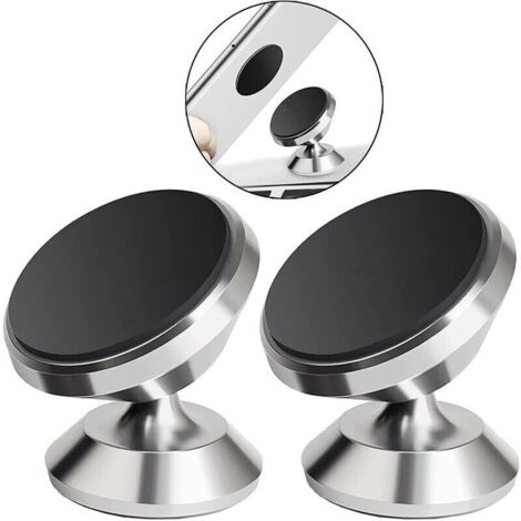 Soporte magnético para teléfono de coche, con ventosa, universal, plateado, 2 unidades