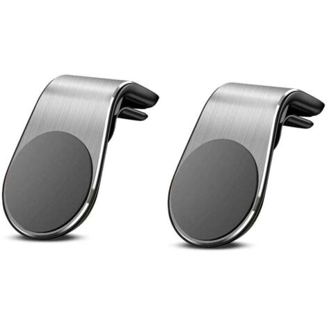Soporte magnético para teléfono de coche, plateado, paquete de 2, compatible con rejillas de ventilación, compatible con iPhone, Samsung, Huawei, Xiaomi y la mayoría de los smartphones.
