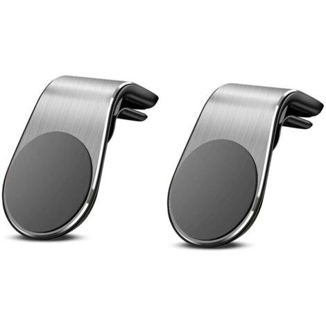 Soporte magnético para teléfono de coche, plateado, paquete de 2, compatible con rejillas de ventilación, compatible con iPhone, Samsung, Huawei, Xiaomi y la mayoría de los smartphones.