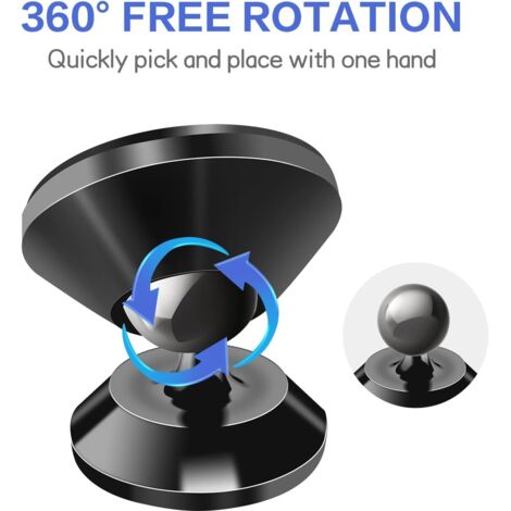 Soporte magnético para teléfono de coche, soporte para navegador, ventosa, adhesivo universal – Negro, 2 unidades