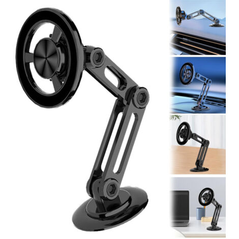 Soporte magnético universal para teléfono de coche de 360° – Brazo mecánico plegable, montaje robusto y práctico