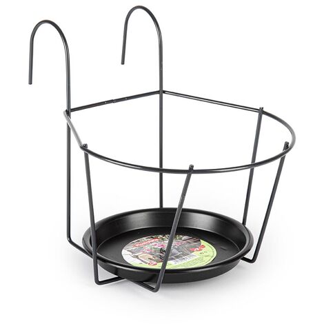 Soporte Metal para maceta con plato de pared 22 cm Negro