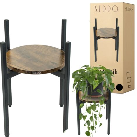 Soporte metálico para flores, de madera, de pie, tipo loft, para flores y plantas, estilo industrial