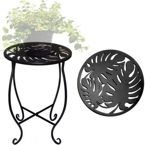 Soporte metálico para plantas de 38 cm de altura, soporte redondo para plantas de exterior, resistente a la corrosión, soporte para macetas, soporte para plantas de exterior para sala de estar, interi