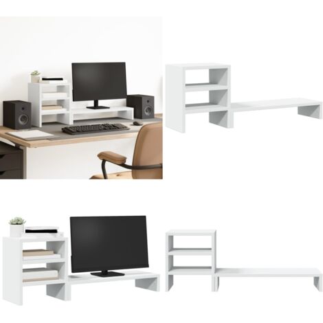 Soporte monitor organizador escritorio madera ingeniería blanco - Soporte de escritorio - Organizador de escritorio