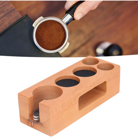 Soporte multifuncional de madera para prensar café, apto para uso alimentario, estación de prensado de café, 51 mm x 54 mm