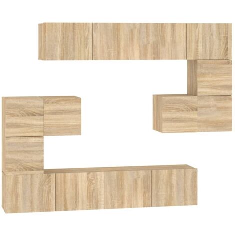 Soporte multimedia para TV, estante para televisión, aparador para televisión, comedor, salón, dormitorio, montaje en pared, roble Sonoma, madera contrachapada marrón 020028168