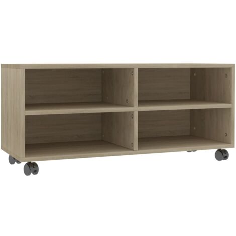 Soporte multimedia para TV estante para televisión buffet para televisión comedor salón dormitorio con ruedas madera contrachapada de roble Sonoma marrón 020026936