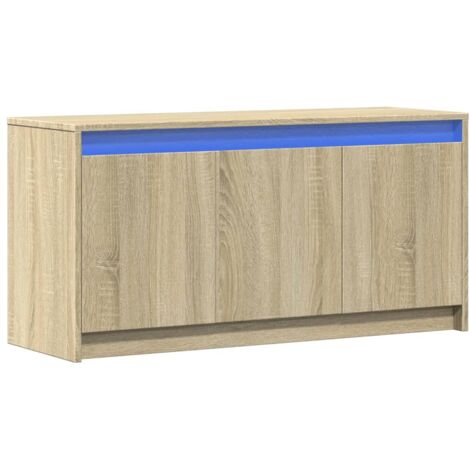 Soporte multimedia para TV estantería para televisión aparador para televisión comedor salón dormitorio con LED roble Sonoma 100 x 34 x 50 cm madera contrachapada marrón 020026482