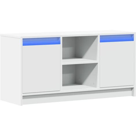 Soporte multimedia para TV estantería para televisión buffet para televisión comedor salón dormitorio con LED 100 x 34 x 50 cm madera contrachapada blanco 020026428