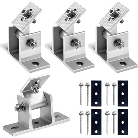 Soporte Paneles Solar, 4 Piezas Ajustable Soporte Panel Solar Soporte de Aleación de Aluminio de Panel Solar Fotovoltaica Ajustable Independiente para Acampar, Coches, Techos y Paredes