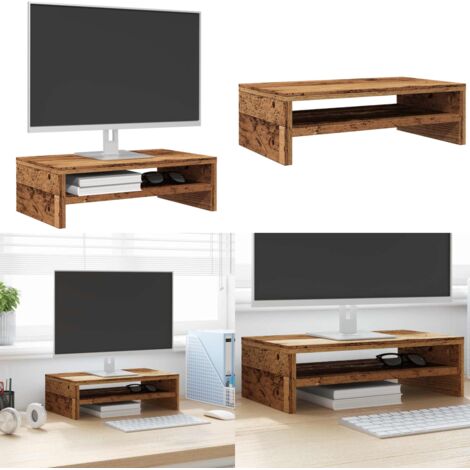 Soporte pantalla madera contrachapada madera vieja 42x24x13 cm - Soporte para tv - Soporte para pantalla