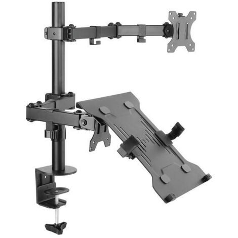 SOPORTE PANTALLA MESA 13-32 DOBLE BRAZO 2 MONITORES o 1 MONITOR + 1 PORTATIL (BRACKET PARA PORTATIL INCL) VESA STANDARD HASTA 8KG
