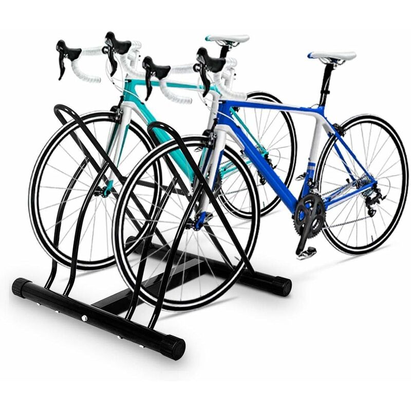 COSTWAY Soporte para 2 Bicicletas para Pared o Suelo Ciclismo Aparcamiento Metal Color Negro