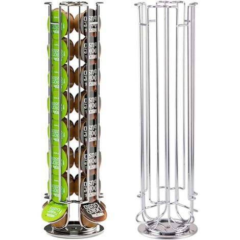 Soporte para 32 cápsulas de café Dolce Gusto, base giratoria para guardar cápsulas de café, color plata.