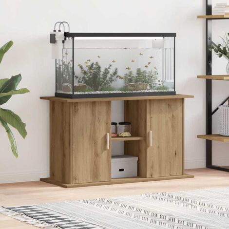 Soporte para acuario de roble artesanal, 101 x 41 x 58 cm, madera de ingeniería