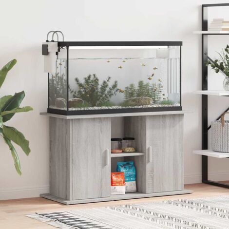 Soporte para acuario madera ingeniería gris  101x41x58 cm