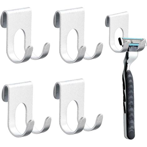 Soporte para afeitadora de ducha de 4 piezas, soporte para afeitadora de ducha de acero inoxidable, soporte para afeitadora, soporte para afeitadora de ducha, toallero para baño y cocina, no requiere 