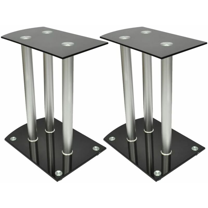 

Soporte para altavoz, de cristal negro y aluminio, 2 unidades