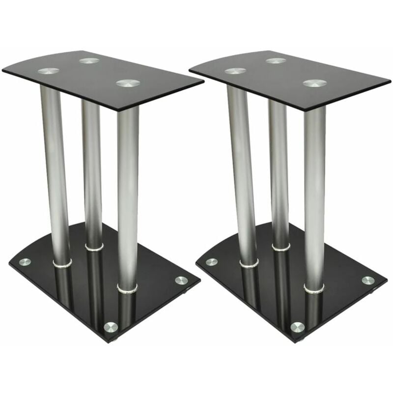 

Soporte para altavoz, de cristal negro y aluminio, 2 unidades