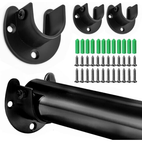 Soporte para armario de 4 piezas, soporte para tubo redondo, soporte para barra de cortina en forma de U, soportes para barra de armario de acero inoxidable en forma de U, para cocinas, balcones, baño