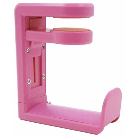 Soporte para auriculares, ajustable, rotación de 360°, con clip para cable para mesa y estante, color rosa