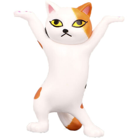 Soporte para auriculares u objetos decorativos con forma de gato, bonito portalápices blanco con forma de orejas de gato para la oficina o el salón [Soporte Gato Blanco]