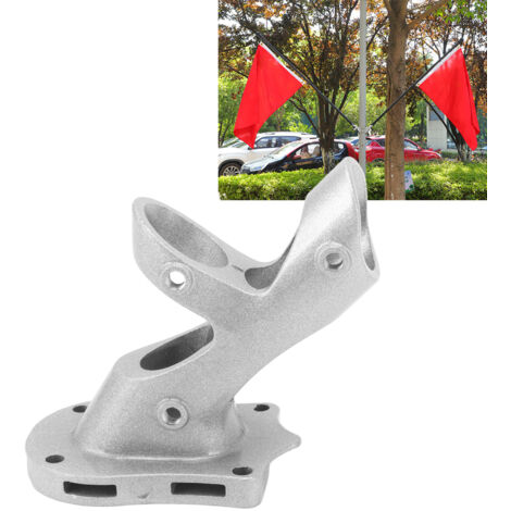 Soporte para bandera ajustable a 45° fabricado en aleación de aluminio resistente a la corrosión, con base reforzada y 3 puntos de fijación para montaje en columna o pared. Tornillos y anclajes inclui
