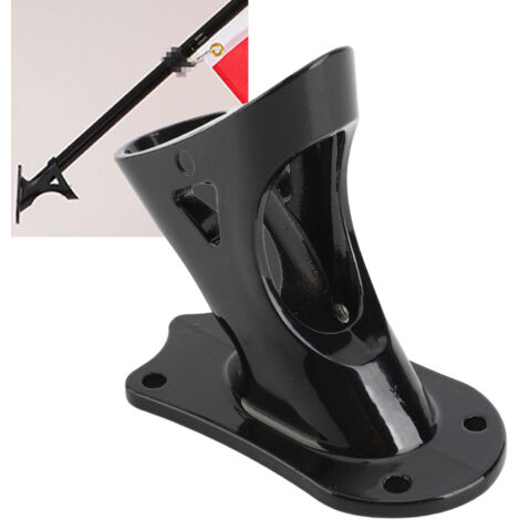 Soporte para bandera, resistente a la corrosión, de aluminio anodizado, con dos orificios (2,7 cm y 3 cm), diámetro interior de 2,5 cm, para montaje en pared, valla, balcón o techo, color negro.