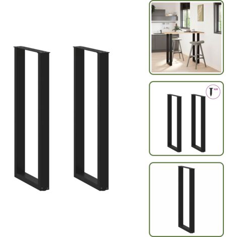 Soporte para bar - vidaXL Patas para mesa de bar en forma de U (2 unidades), color negro, 40 x 110-111 cm, acero - Patas de acero