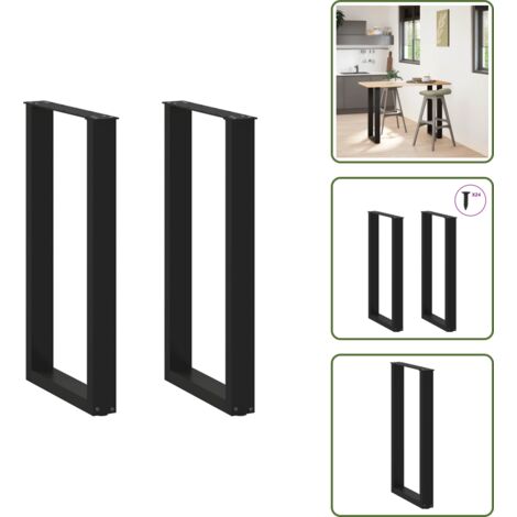 Soporte para bar - vidaXL Patas para mesa de bar en forma de U (2 unidades), color negro, 50 x (90-91) cm, acero - Patas de acero