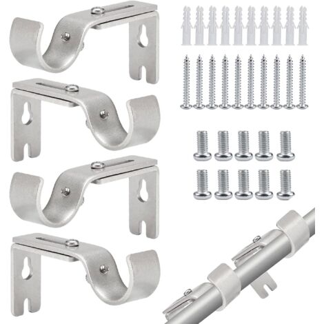 Soporte para barra de cortina de 4 piezas, diámetro ajustable de 20 a 26 mm, con tornillos, impermeable y resistente a la corrosión, para barras de cortina de puerta, barras de cortina de ducha, persi