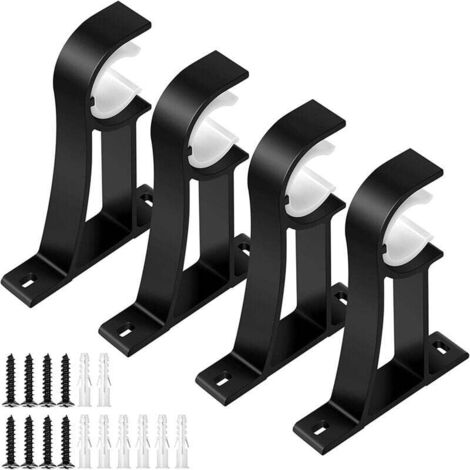 Soporte para barra de cortina de aluminio, 118 cm, con tornillos y tubo de expansión, 4 piezas