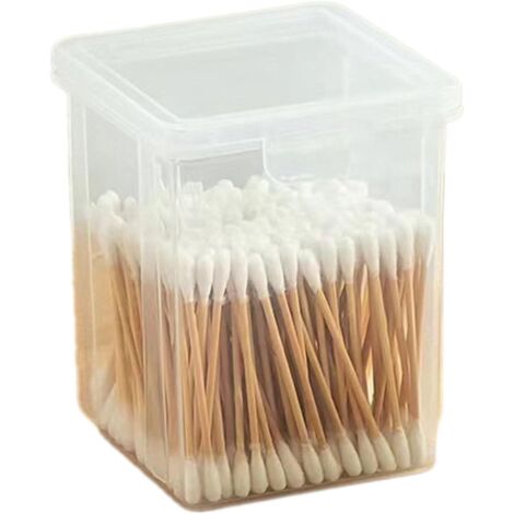 Soporte para bastoncillos de algodón - Frascos de baño con tapa, dispensador de bastoncillos de algodón para maquillaje, soporte transparente para bastoncillos de algodón, organizador de maquillaje pa