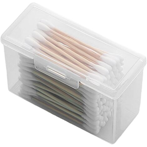Soporte para bastoncillos de algodón: pequeño recipiente de plástico compartimentado, caja dispensadora ligera, tapa antipolvo extraíble, accesorio de belleza  Para uso doméstico, tamaño grande, ver d